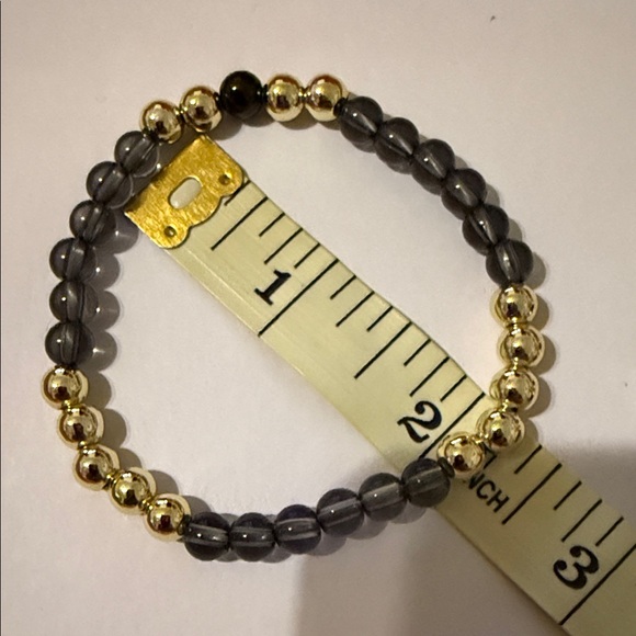 Allie Bess Gold, Black, Ink Beaded Stretch Bracelet Set of 4 - Picture 3 of 5